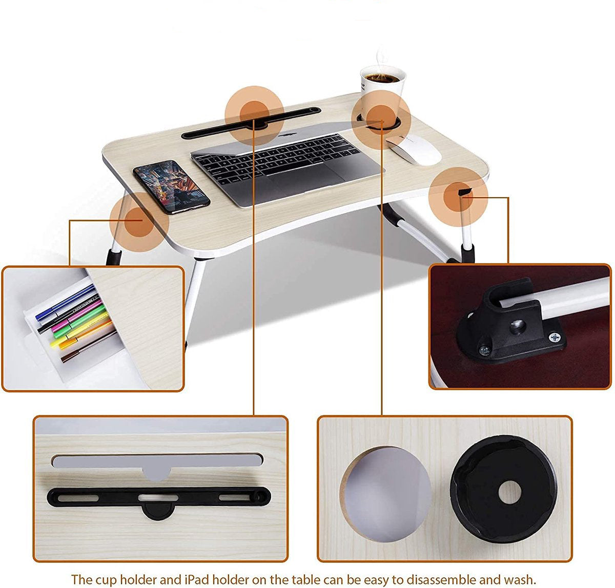 Table pliante multifonctions pour ordinateur portable, lit ou canapé
